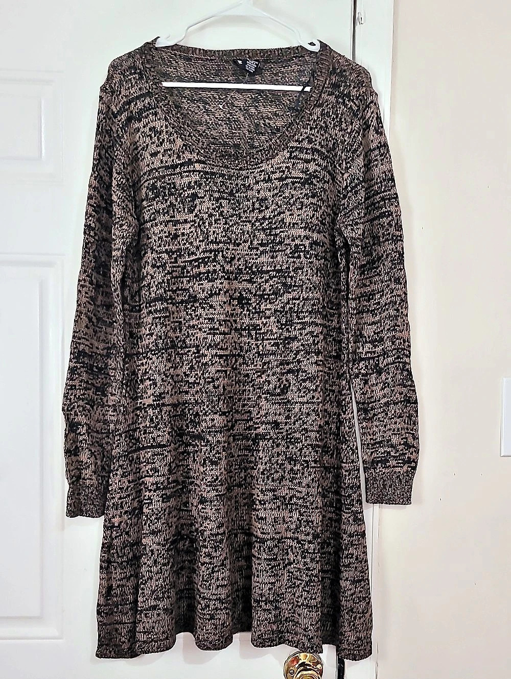 Ultra Flirt Abstract Midi Dress in Brown & Black